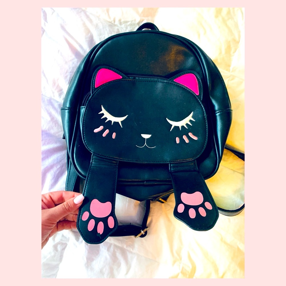 Faux-leather kitty backpack